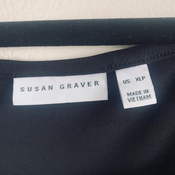 Susan Graver Siz XLP Petite Liquid Knit Sleeveless Midi Dress Black Stretch Work - Picture 6 of 7